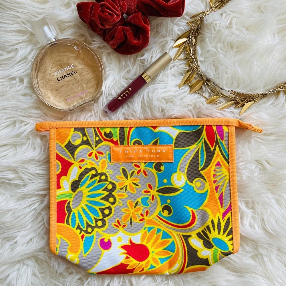 Trina Turk for Clinique Floral Makeup Bag Cosmetic Travel Pouch Multicolor OS